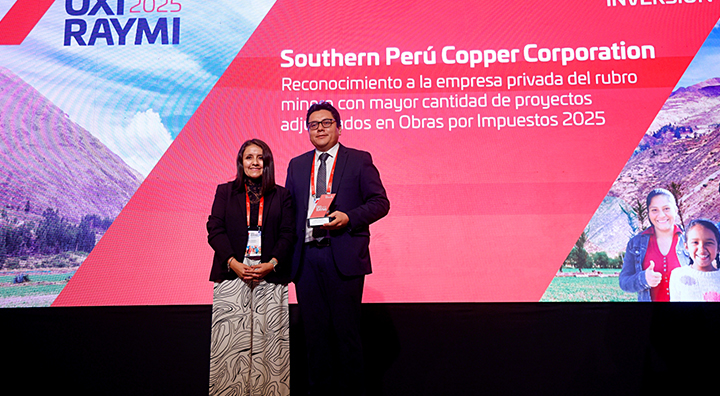 Southern Perú recibe premio de Proinversión: Empresa minera con más proyectos vía obras por impuestos del 2025